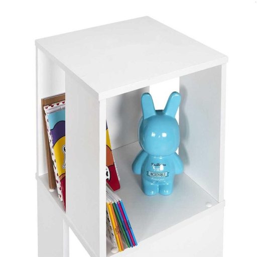 Raft de carti rotativ, 34x34x108 cm, alb