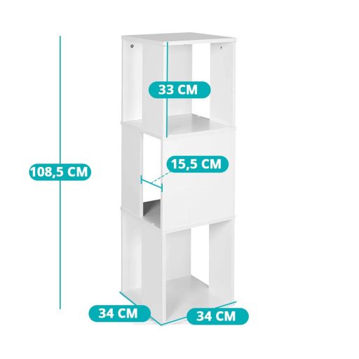 Raft de carti rotativ, 34x34x108 cm, alb