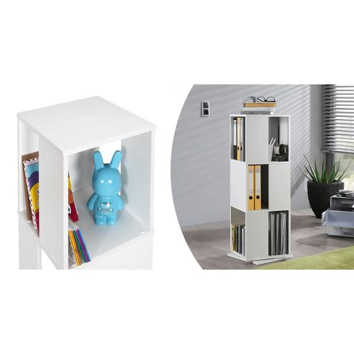 Raft de carti rotativ, 34x34x108 cm, alb