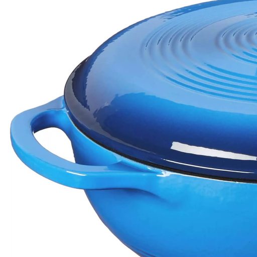 Oala din fonta emailata cu capac, 5.7 L, albastru