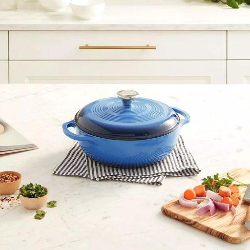 Oala din fonta emailata cu capac, 5.7 L, albastru