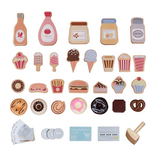 Supermarket de jucarie din lemn cu accesorii