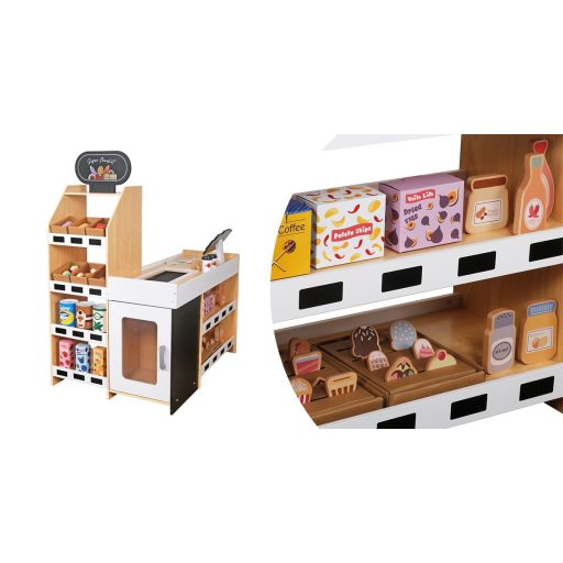 Supermarket de jucarie din lemn cu accesorii