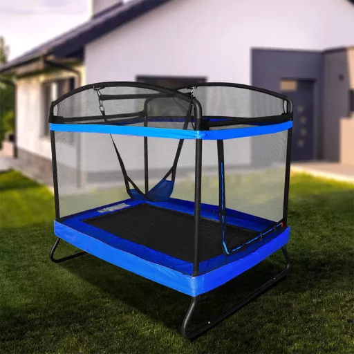 Trampolin pentru copii cu leagăn și plasă de siguranță