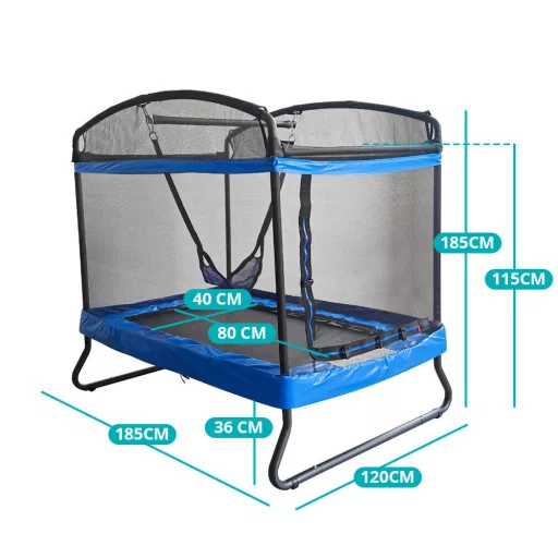 Trampolin pentru copii cu leagăn și plasă de siguranță