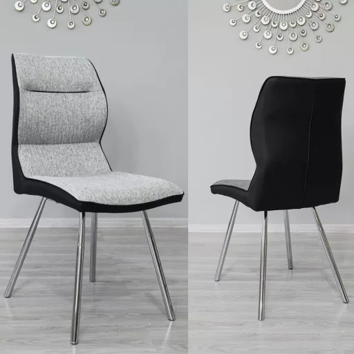 Scaun de bucatarie Lisa, 2 buc, gri-negru