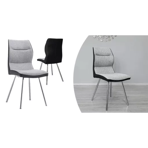 Scaun de bucatarie Lisa, 2 buc, gri-negru