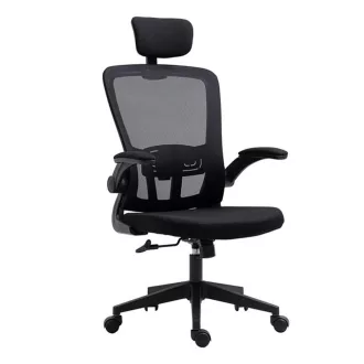 Scaun de birou ergonomic cu suport lombar si tetiera, negru