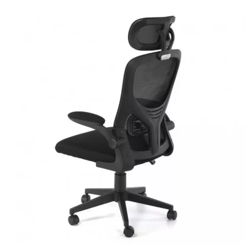 Scaun de birou ergonomic cu suport lombar si tetiera, negru