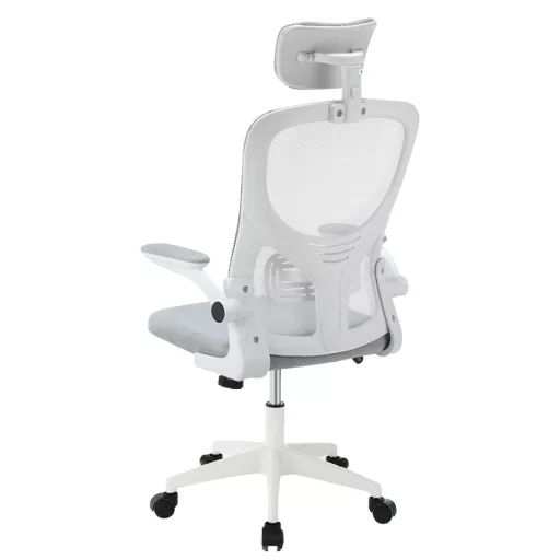 Scaun de birou ergonomic cu suport lombar si tetiera, gri