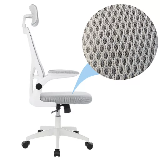Scaun de birou ergonomic cu suport lombar si tetiera, gri