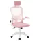 Scaun de birou ergonomic cu suport lombar si tetiera, roz