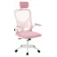 Scaun de birou ergonomic cu suport lombar si tetiera, roz