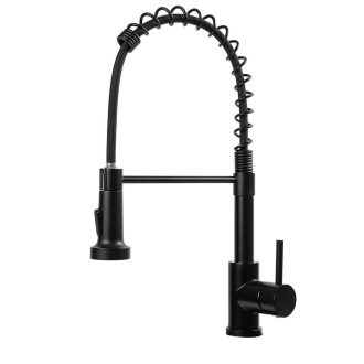   Baterie pentru chiuveta cu teava flexibila si cap de dus detasabil, negru