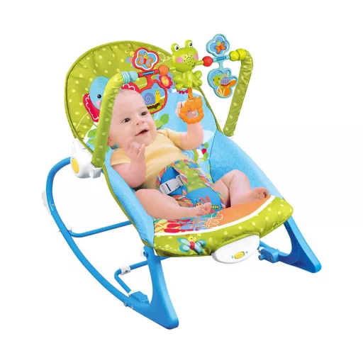 Balansoar bebe cu vibratii si sunete pana la 18 kg, albastru