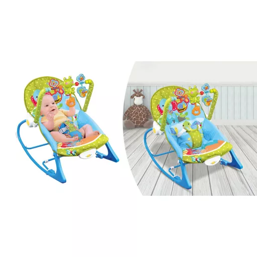 Balansoar bebe cu vibratii si sunete pana la 18 kg, albastru