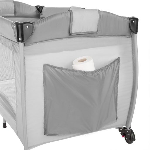 Patut de calatorie cu suport de schimbat scutece si arcada de jucarii, gri