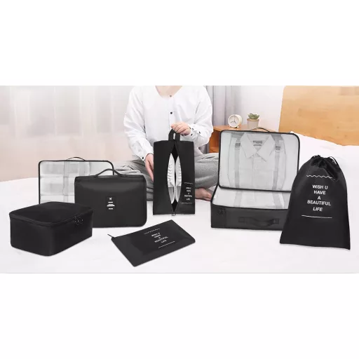 Set organizator pentru bagaje, 8 piese, gri