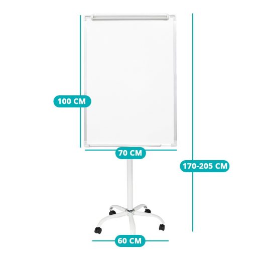 Tabla flipchart magnetica, pe roti, din plastic, 70x100 cm