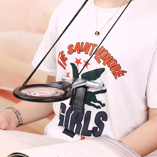 Lupă de gât cu LED dublu, lumină alb rece