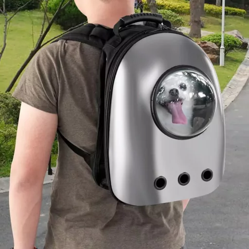Rucsac pentru transportul animalelor de companie, argintiu