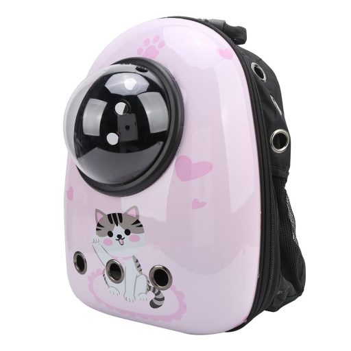 Rucsac pentru transportul animalelor de companie, roz cu model pisicuță