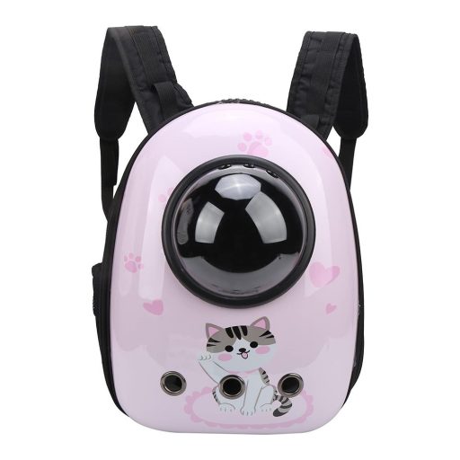 Rucsac pentru transportul animalelor de companie, roz cu model pisicuță