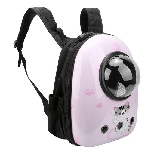 Rucsac pentru transportul animalelor de companie, roz cu model pisicuță