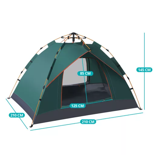 Cort pentru 3 persoane 2x2x1,35m, verde