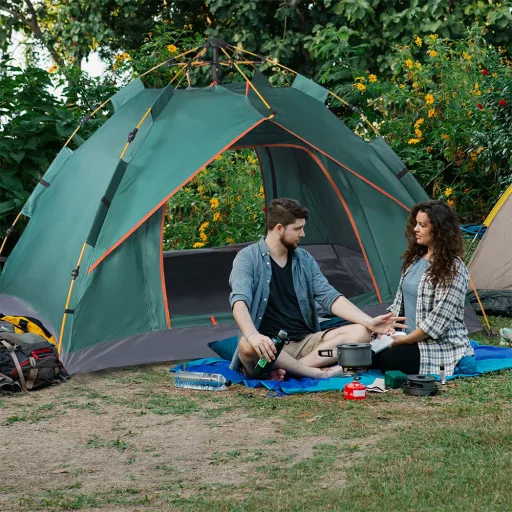 Cort pentru 3 persoane 2x2x1,35m, verde