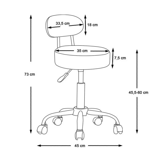 Scaun cosmetic cu spatar, negru