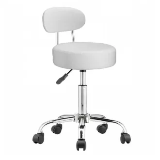 Scaun cosmetic cu spatar, alb