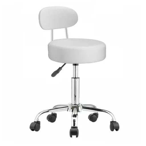 Scaun cosmetic cu spatar, alb