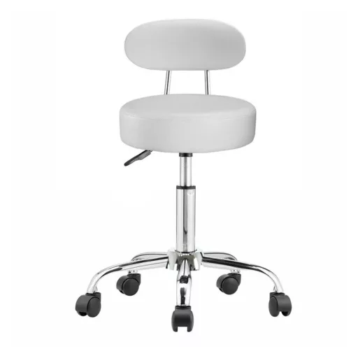 Scaun cosmetic cu spatar, alb