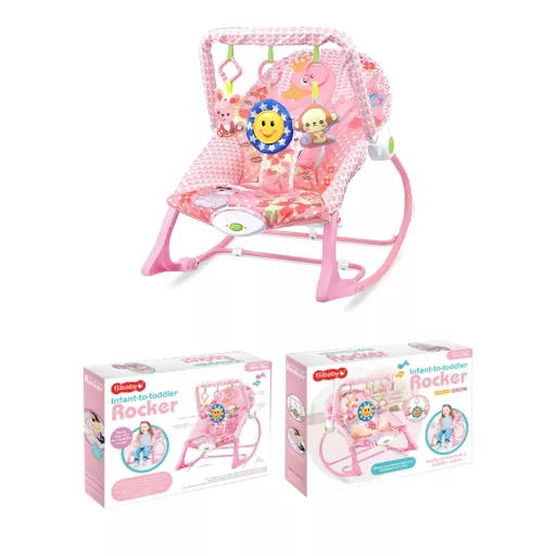 Balansoar cu vibrații și muzică, până la 18 kg, roz