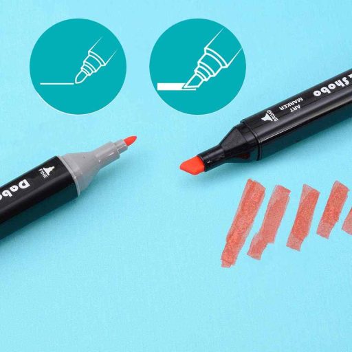 Set de markere pe baza de alcool cu doua capete, in cutie de lemn, 176 bucati