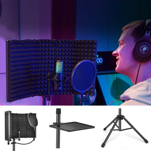 Suport microfon cu stativ și panou antifonare