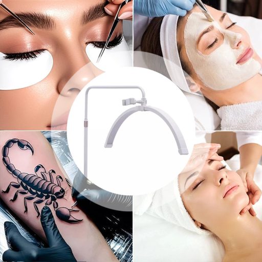 Lampă de podea cosmetică Moon, în formă de semilună, albă