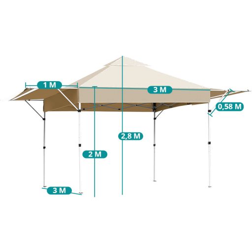 Pavilion cu prelată de umbrire și perete posterior parțial, bej