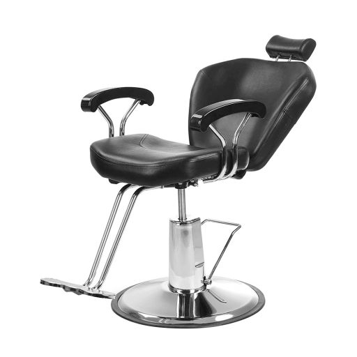 Scaun de frizerie cu suport pentru picioare, Negru