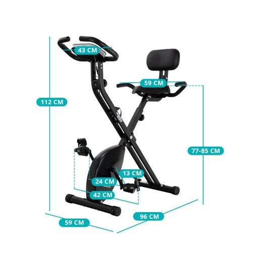 Bicicletă de exerciții pliabilă cu spătar