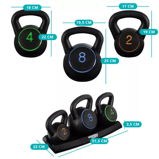 Set de Kettlebell, 2-4-8 kg