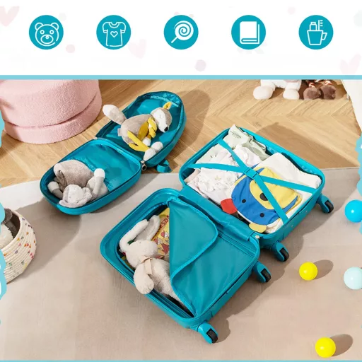 Set de valiză și rucsac pentru copii, albastru