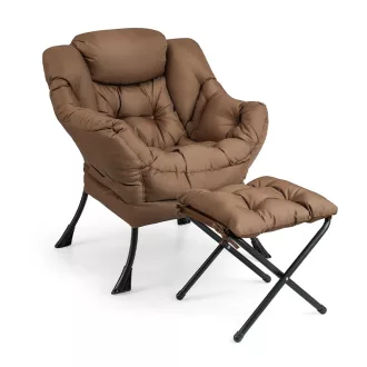 Scaun de relaxare cu suport pentru picioare, maro