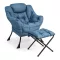 Fotoliu relaxant cu suport pentru picioare, albastru
