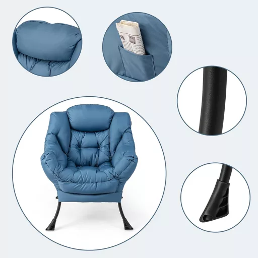 Fotoliu relaxant cu suport pentru picioare, albastru