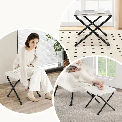 Fotoliu relaxant cu suport pentru picioare, alb