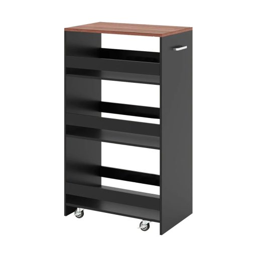 Cărucior de depozitare cu 4 nivele, negru