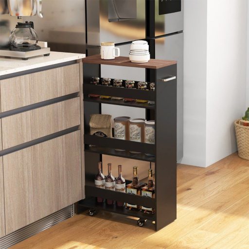 Cărucior de depozitare cu 4 nivele, negru