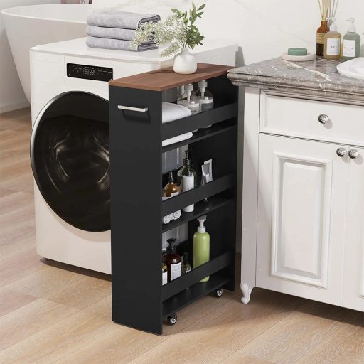 Cărucior de depozitare cu 4 nivele, negru